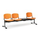 Plastová lavica do čakární ISO, 3-sedadlo, so stolíkom, oranžová, chróm nohy