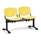 Plastová lavice do čekáren ISO, 2-sedák, žlutá, černé nohy