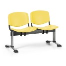 Plastová lavice do čekáren ISO, 2-sedák, žlutá, chrom nohy