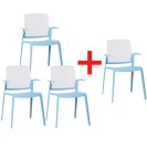 Plastová stolička GEORGE 3+1 ZADARMO, modrá