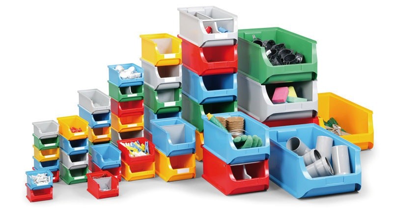 Plastové boxy na drobný materiál - 205 x 355 x 150 mm, sivé