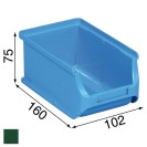 Plastové boxy PLUS 2, 102 x 160 x 75 mm, zelené, 24 ks