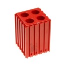 Plastový box na nářadí s válcovou stopkou D14, modul 5x5, 4 dutiny, červená