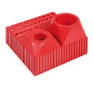 Plastový box na náradie s valcovou stopkou D12, modul 5x5, 4 dutiny, červená
