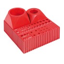 Plastový box na náradie s valcovou stopkou D14, modul 5x5, 4 dutiny, červená