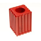 Plastový box na ukladanie klieštin s veľkým priemerom 28 mm, modul 5x5, 1 dutina, červená
