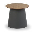 Plastový kávový stolík SETA s drevenou doskou, priemer 490 mm, sivý