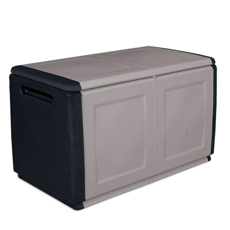 Plastový odkladací box s vrchnákom, 960x570x530 mm, sivý