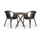 Plastový stôl COFFEE TIME, kávová + 2x stolička LOUNGE, čierna