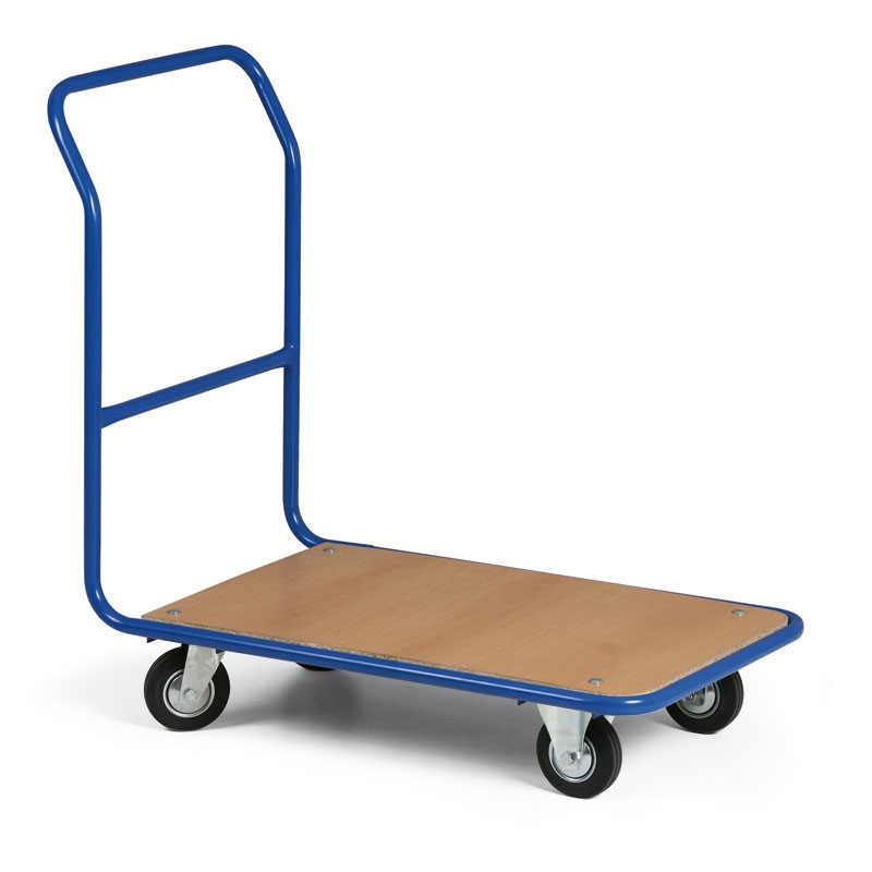 Plattformwagen, Ladefläche 830 x 530 mm, Schwarzgummiräder