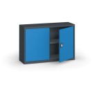 Plechová policová skříň na nářadí KOVONA, 800 x 1200 x 400 mm, 1 police, antracit/modrá