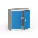 Plechová policová skříň na nářadí KOVONA, 800 x 800 x 400 mm, 1 police, šedá/modrá