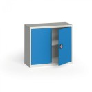Plechová policová skriňa, 800 x 950 x 400 mm, 1 polica, sivá / modrá