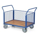 Plošinový vozík - 3 drôtené výplne, 1000x700 mm, nosnosť 200 kg, kolesá 125 mm so sivou gumou