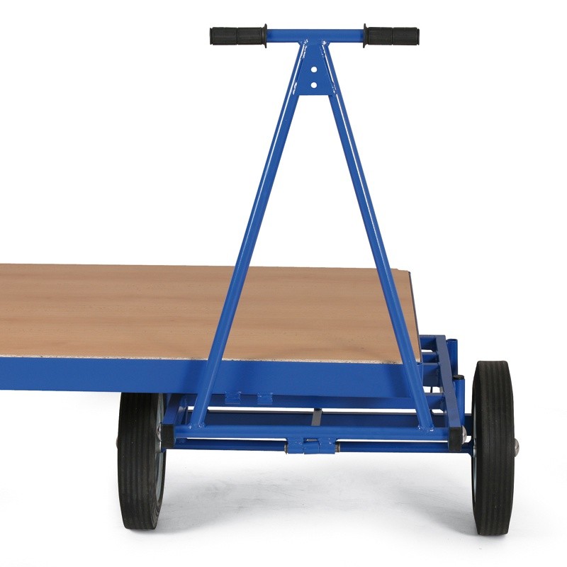 Plošinový vozík s ojom bez bočníc, 1000x2000 mm, 600 kg, dušové kolesá