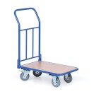 Plošinový vozík s výplňou a sklopným madlom, plošina 450x700 mm, nosnosť 200 kg, kolesá 125 mm so sivou gumou
