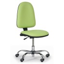 Pojazdná dielenská pracovná stolička TORINO bez podpierok rúk, permanentný kontakt, univerzálne kolieska, zelená