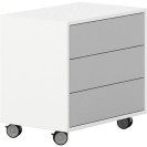 Pojízdná skříňka na kolečkách LAYERS, krátká, 3 zásuvky, 600 x 400 x 575 mm, bílá / šedá