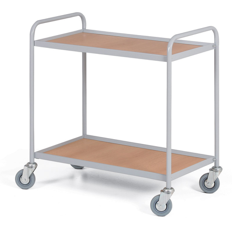 Policový vozík s 2 policami 750 x 420 mm, 100 kg, sivý