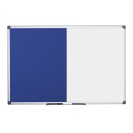 Popisovací magnetická tabule a textilní nástěnka, bílá/modrá, 900 x 600 mm