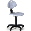 Pracovná stolička PUR bez podpierok rúk, permanentný kontakt, pre mäkké podlahy, sivá