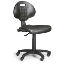 Pracovná stolička PUR bez podpierok rúk, permanentný kontakt, pre tvrdé podlahy, sivá