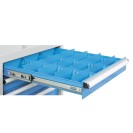 Pracovní stůl do dílny BL se 2 závěsnými boxy na nářadí, MDF + PVC deska, 2 zásuvky, 2100 x 750 x 800 mm