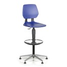Pracovní židle ALLOY Plast, vysoká, kluzáky, modrá