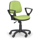 Pracovní židle na kolečkách MILANO s područkami, permanentní kontakt, pro měkké podlahy, zelená