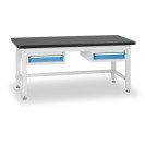 Pracovný stôl do dielne BL s 2 závesnými boxami na náradie, MDF + PVC doska, 2 zásuvky, 2100 x 750 x 800 mm