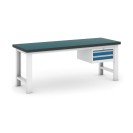 Pracovný stôl do dielne GB so závesným boxom na náradie, 2 zásuvky, 2100 mm