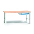 Profesjonalny stół warsztatowy z drewnianym blatem roboczym, 1500x685x840-1050 mm, 1x 1 szufladowy kontener