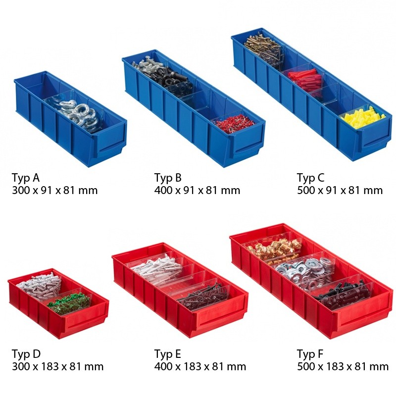 Regál s plastovými boxami ShelfBox, 1600 x 800 x 500 mm, 32x C, 20x F