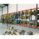 Regály na kabelové bubny, 4400 x 1100 x 1100 mm, přístavný