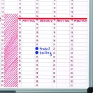 Ročná plánovacia tabuľa, magnetická, dni, 900 x 600 mm
