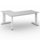 Rohový kancelársky písací stôl PRIMO FLEXIBLE, 1800 x 1400 mm, sivá