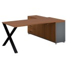 Rohový kancelársky písací stôl PRIMO PROTEST, skrinka vľavo, 1800 x 800 mm, sivá/čerešňa