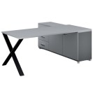 Rohový kancelársky písací stôl PRIMO PROTEST, skrinka vľavo, 1800 x 800 mm, sivá