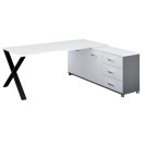 Rohový kancelársky písací stôl PRIMO PROTEST, skrinka vpravo, 1800 x 800 mm, biela