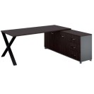Rohový kancelársky písací stôl PRIMO PROTEST, skrinka vpravo, 1800 x 800 mm, sivá / wenge