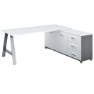 Rohový kancelársky písací stôl PRIMO STUDIO, skrinka vpravo, 1800 x 800 mm, biela