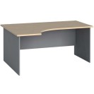 Rohový kancelářský pracovní stůl PRIMO FLEXI, 1600 x 120 mm, šedá / bříza, levý