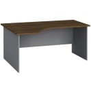 Rohový kancelářský pracovní stůl PRIMO FLEXI, 1600 x 120 mm, šedá / ořech,  levý