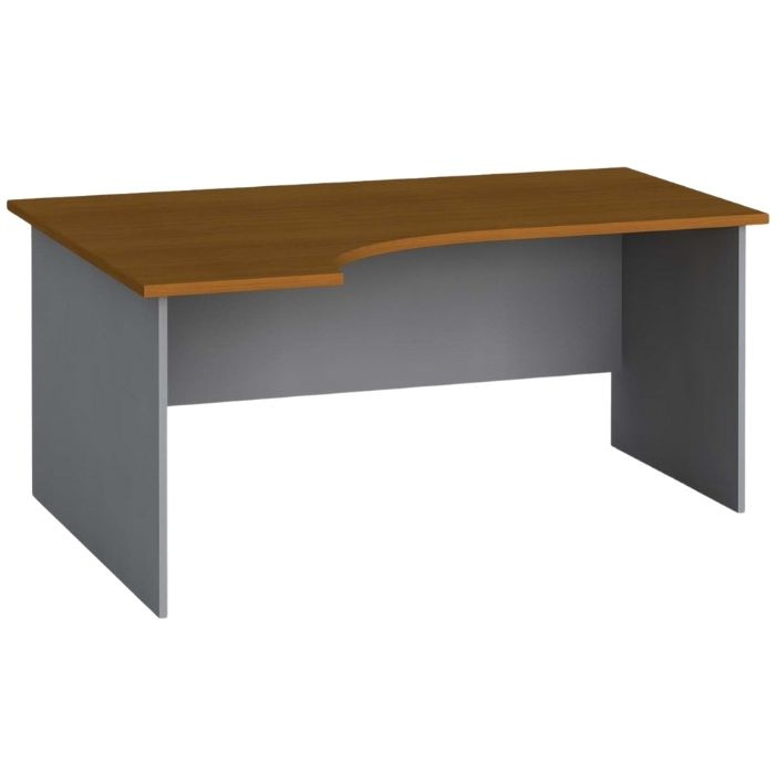 Rohový kancelářský pracovní stůl PRIMO FLEXI, 1600 x 120 mm, šedá / třešeň, levý