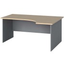 Rohový kancelářský pracovní stůl PRIMO FLEXI, 1600 x 1200 mm, šedá / bříza, pravý