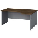 Rohový kancelářský pracovní stůl PRIMO FLEXI, 1600 x 1200 mm, šedá / ořech, pravý