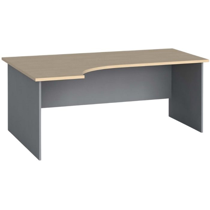 Rohový kancelářský pracovní stůl PRIMO FLEXI, 1800 x 1200 mm, šedá / bříza, levý
