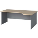 Rohový kancelářský pracovní stůl PRIMO FLEXI, 1800 x 1200 mm, šedá / bříza, pravý