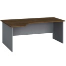Rohový kancelářský pracovní stůl PRIMO FLEXI, 1800 x 1200 mm, šedá / ořech, levý