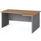 Rohový kancelársky pracovný stôl PRIMO FLEXI, 1600 x 1200 mm, sivá/buk, pravý